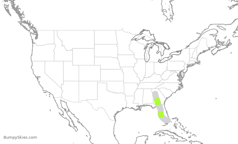 Turbulence forecast map for DAL2343, ATL to FLL