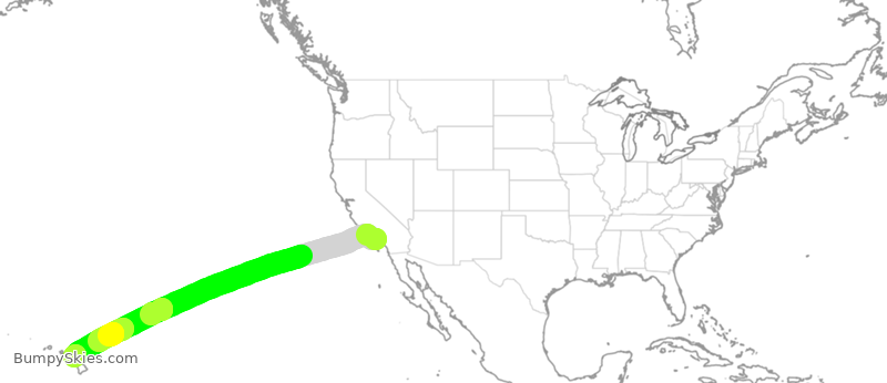 Turbulence forecast map for DAL2361, LAX to HOG