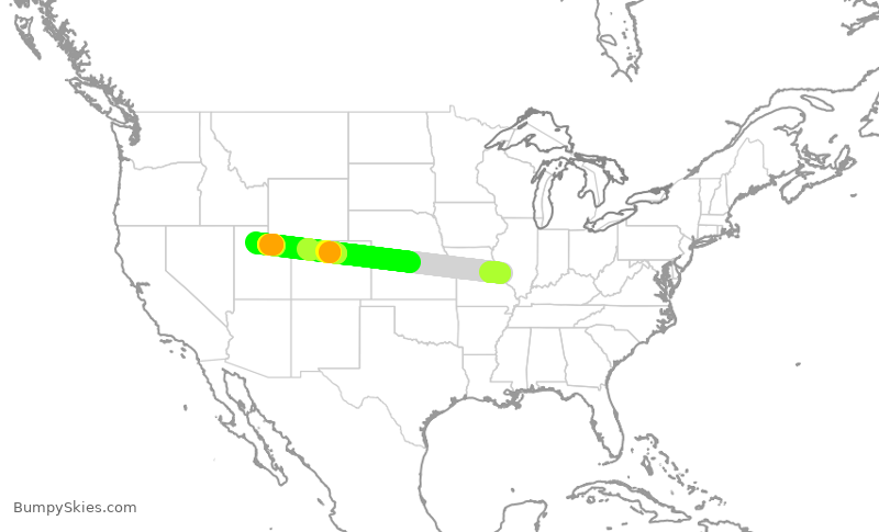 Turbulence forecast map for DAL2363, STL to SLC