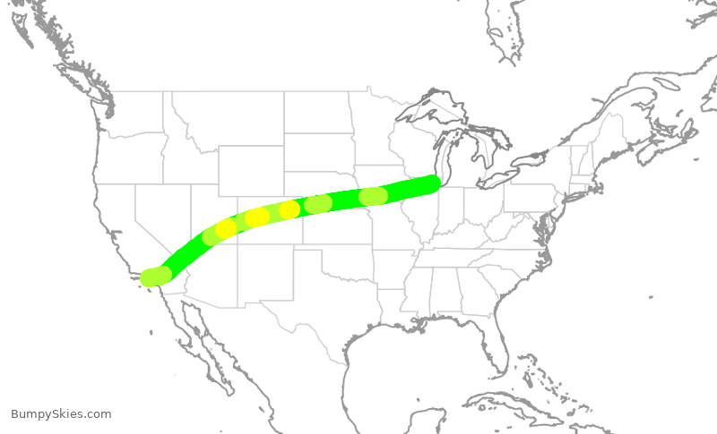 Turbulence forecast map for DAL2368, ORD to LAX