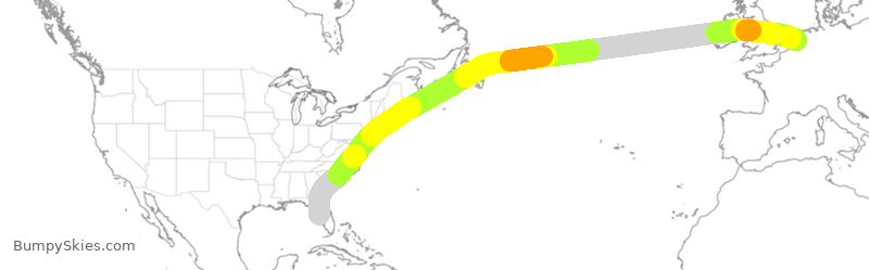 Turbulence forecast map for DAL236, TPA to HAM