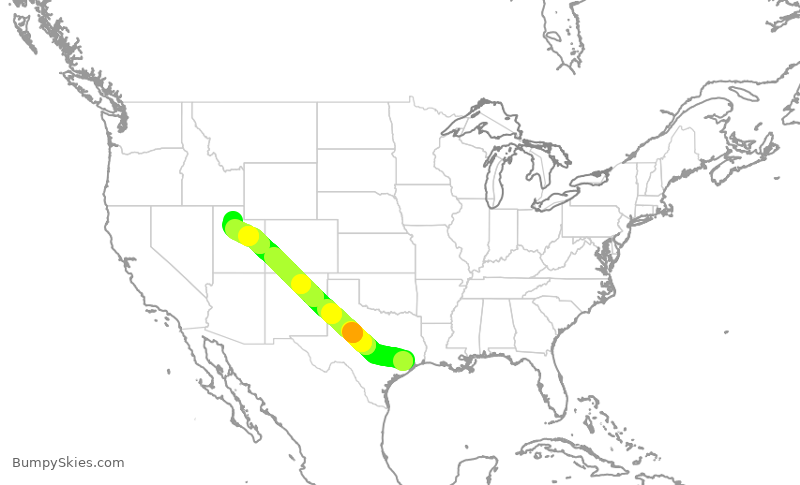 Turbulence forecast map for DAL2376, IAH to SLC