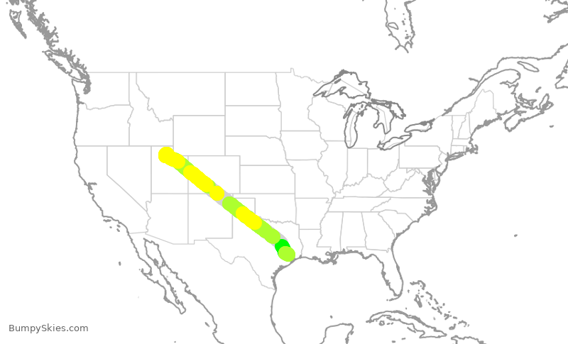 Turbulence forecast map for DAL2376, SLC to IAH