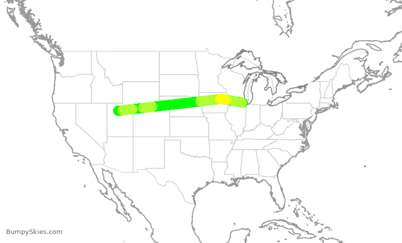 Turbulence forecast map for DAL2377, SLC to ORD