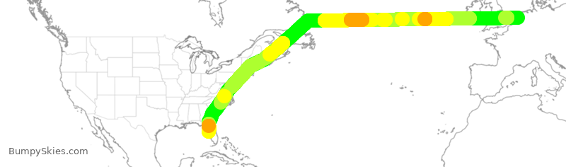 Turbulence forecast map for DAL237, AMS to TPA
