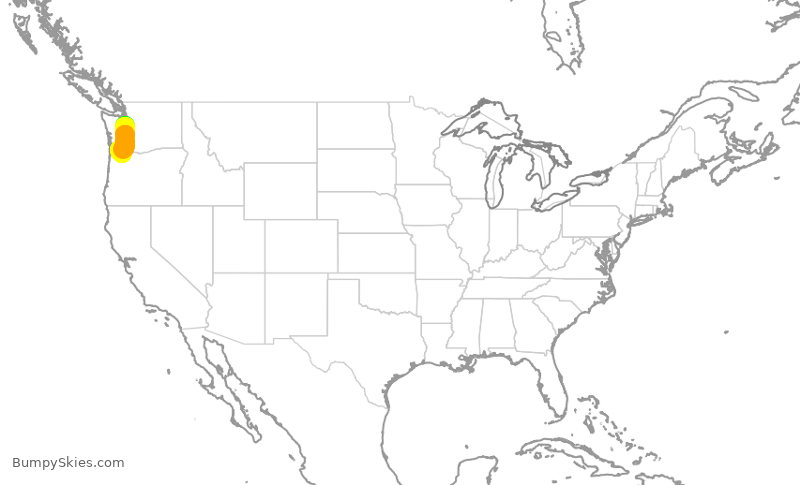 Turbulence forecast map for DAL2384, SEA to PDX