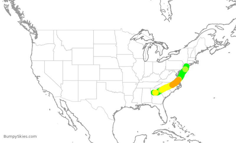Turbulence forecast map for DAL2386, ATL to JFK