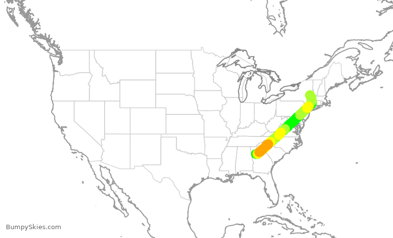 Turbulence forecast map for DAL2389, ATL to ALB