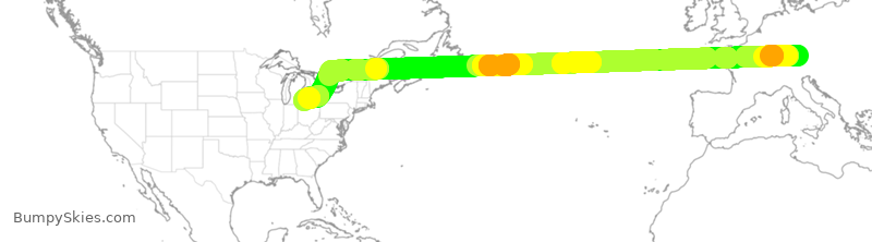 Turbulence forecast map for DAL23, MUC to DTW