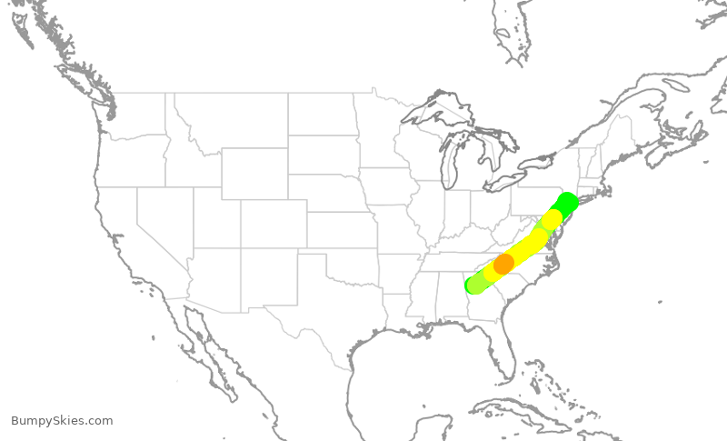 Turbulence forecast map for DAL2401, ATL to EWR