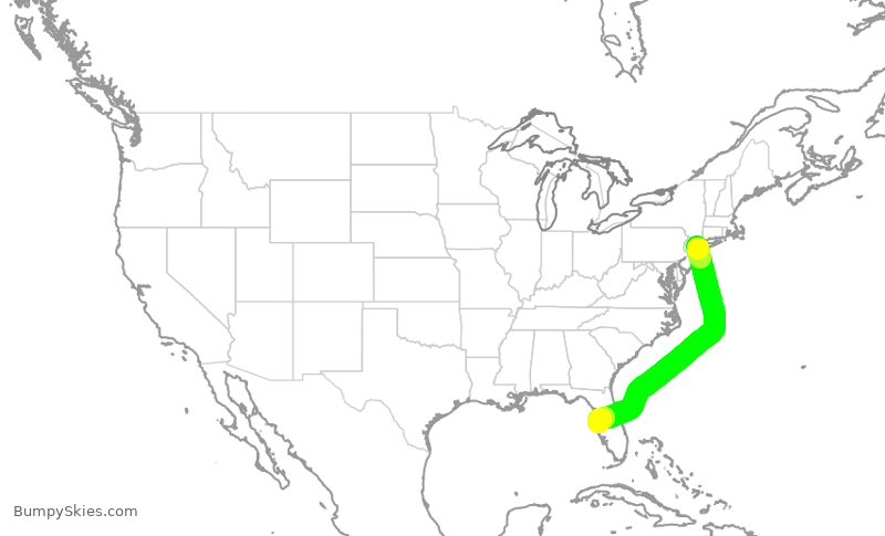 Turbulence forecast map for DAL2404, LGA to TPA