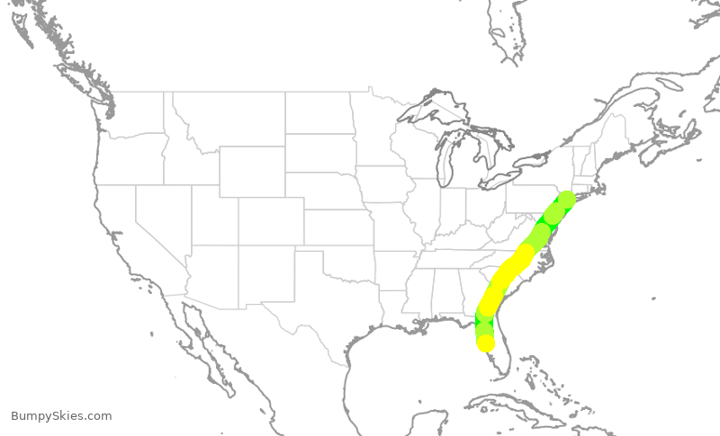 Turbulence forecast map for DAL2404, TPA to LGA