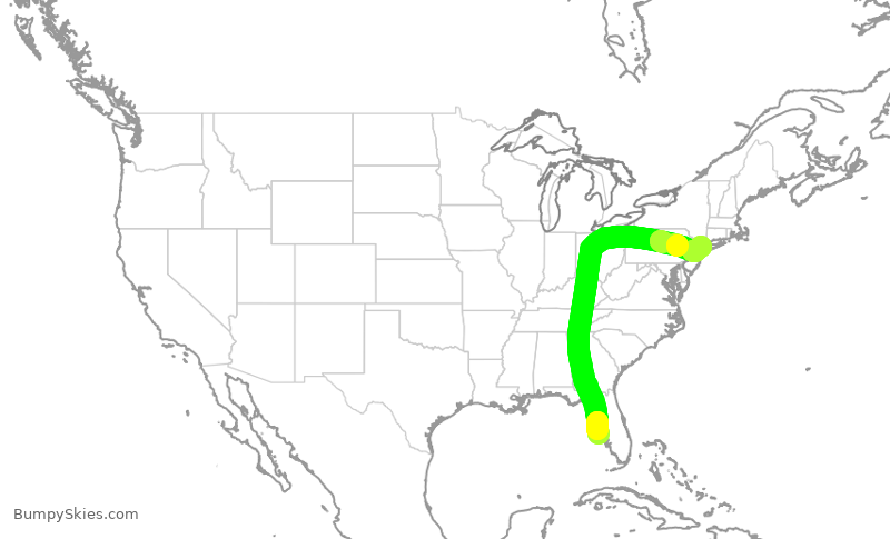 Turbulence forecast map for DAL2412, SRQ to LGA
