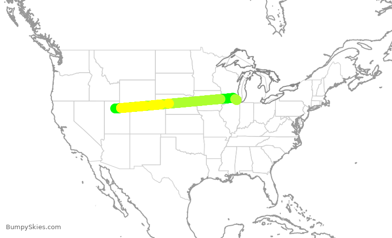 Turbulence forecast map for DAL2413, SLC to ORD