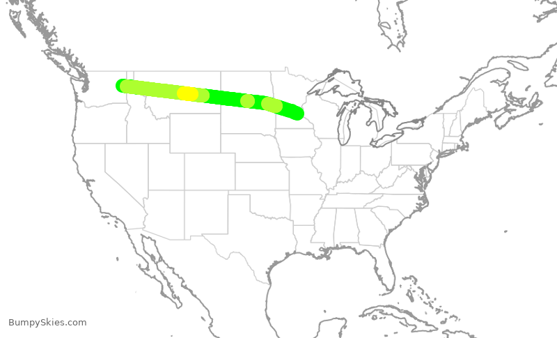 Turbulence forecast map for DAL2418, MSP to GEG