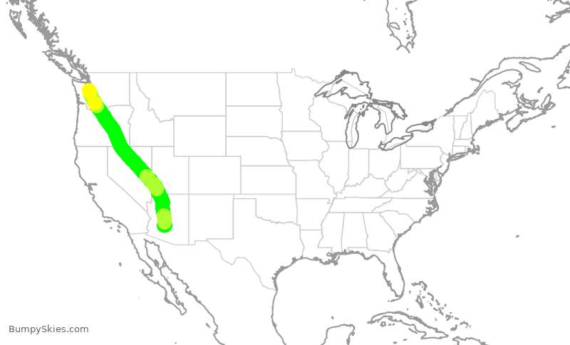 Turbulence forecast map for DAL2419, SEA to PHX