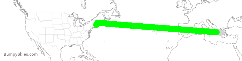 Turbulence forecast map for DAL241, GAV to BOS