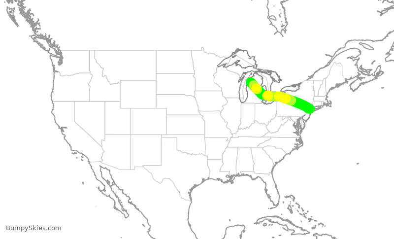 Turbulence forecast map for DAL2421, LGA to TVC