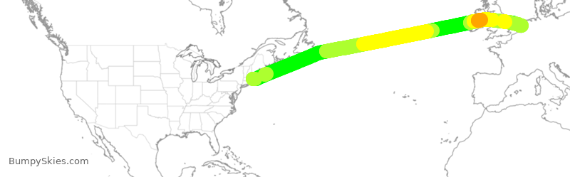 Turbulence forecast map for DAL242, BOS to AMS