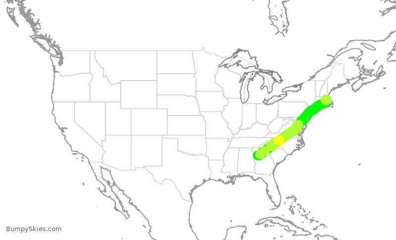 Turbulence forecast map for DAL2432, ATL to BOS