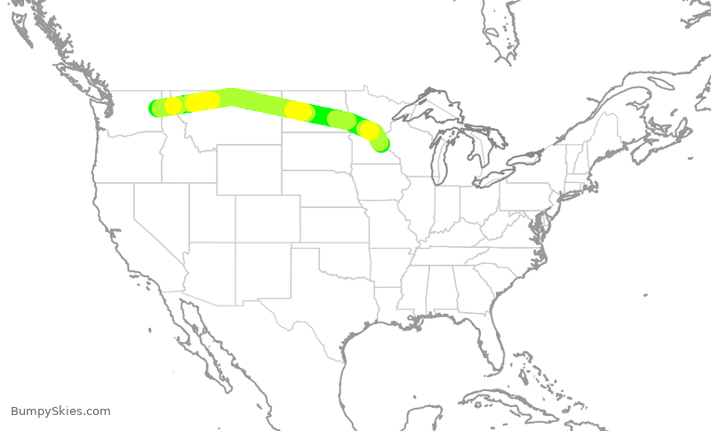 Turbulence forecast map for DAL2437, GEG to MSP