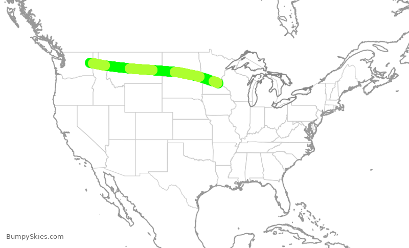 Turbulence forecast map for DAL2437, MSP to GEG