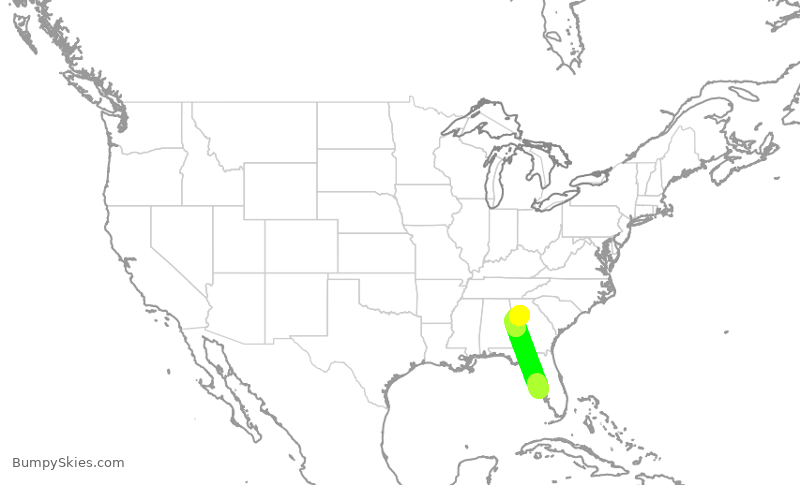 Turbulence forecast map for DAL2438, SRQ to ATL