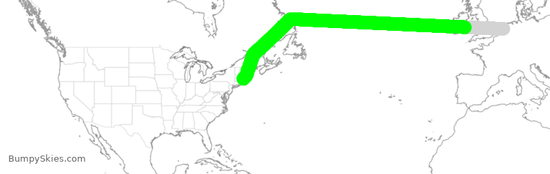 Turbulence forecast map for DAL243, HAM to BOS
