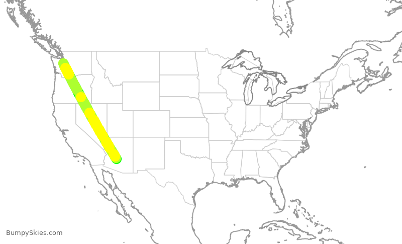 Turbulence forecast map for DAL2449, PHX to SEA