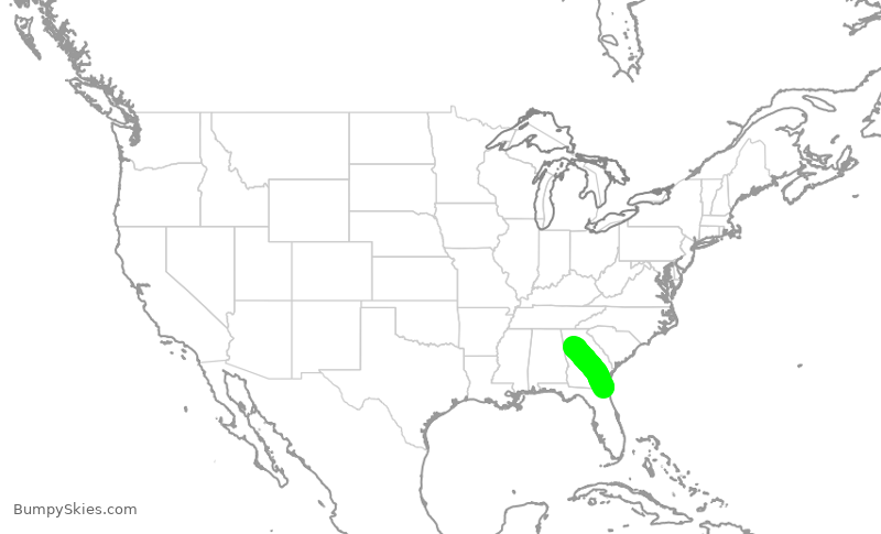 Turbulence forecast map for DAL2450, JAX to ATL