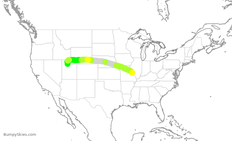 Turbulence forecast map for DAL2455, STL to SLC