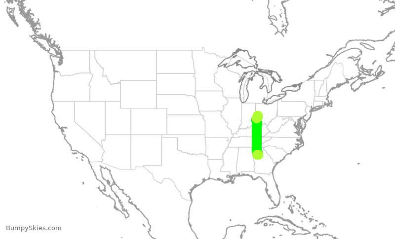 Turbulence forecast map for DAL2461, ATL to DAY