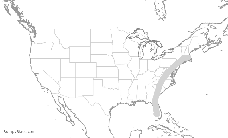 Turbulence forecast map for DAL2461, BOS to RSW