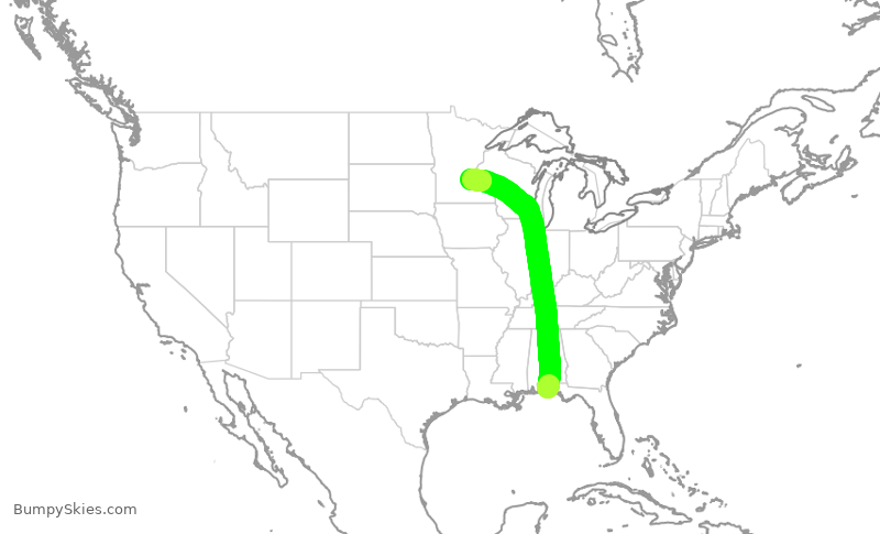 Turbulence forecast map for DAL2462, VPS to MSP