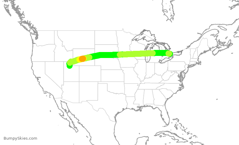 Turbulence forecast map for DAL2468, YYZ to SLC
