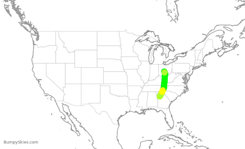 Turbulence forecast map for DAL2469, CMH to ATL
