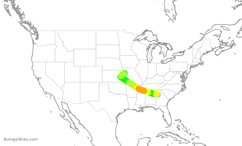 Turbulence forecast map for DAL2471, ATL to MCI