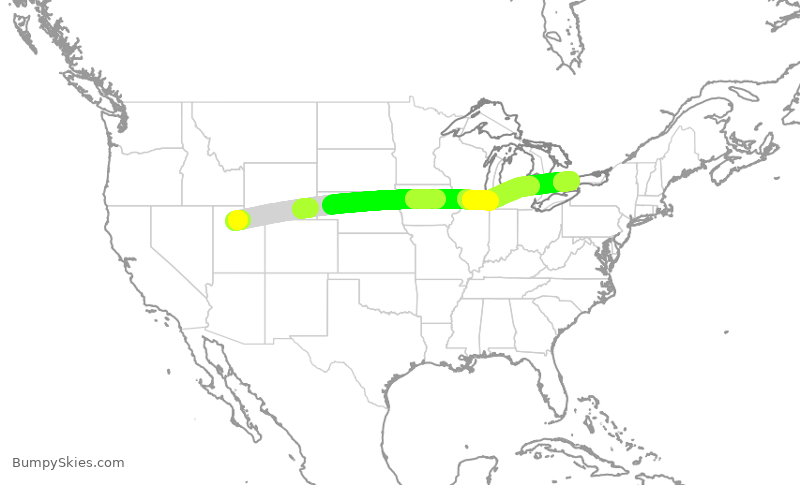 Turbulence forecast map for DAL2477, SLC to YYZ