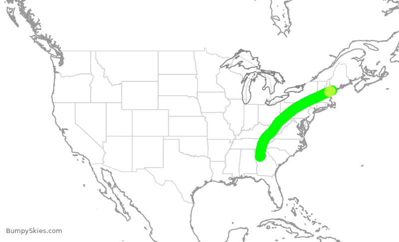 Turbulence forecast map for DAL2479, ATL to PWM