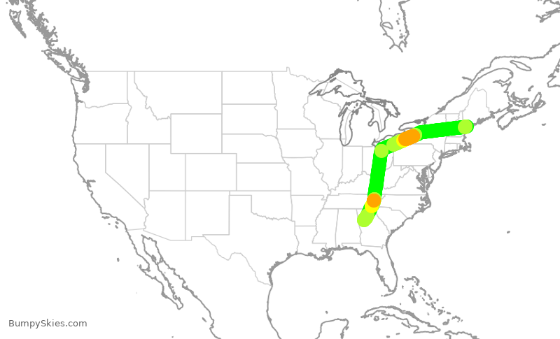 Turbulence forecast map for DAL2479, PWM to ATL