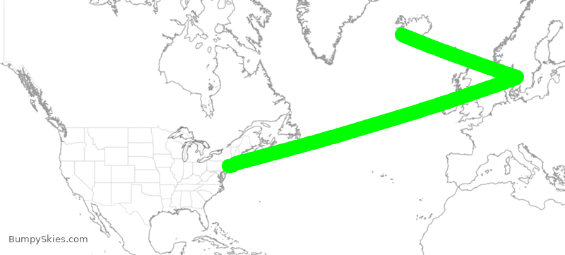 Turbulence forecast map for DAL247, IKF to JFK