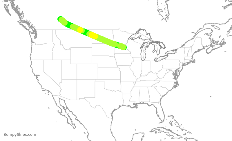 Turbulence forecast map for DAL2485, MSP to YYC