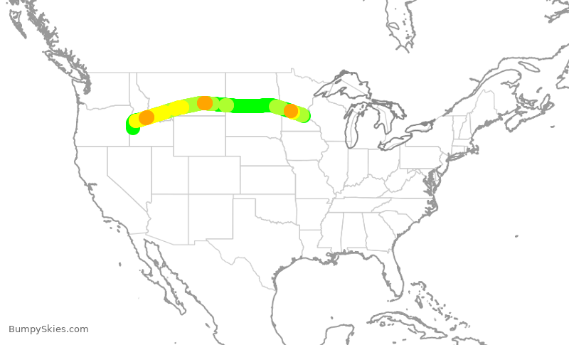 Turbulence forecast map for DAL2488, MSP to BOI