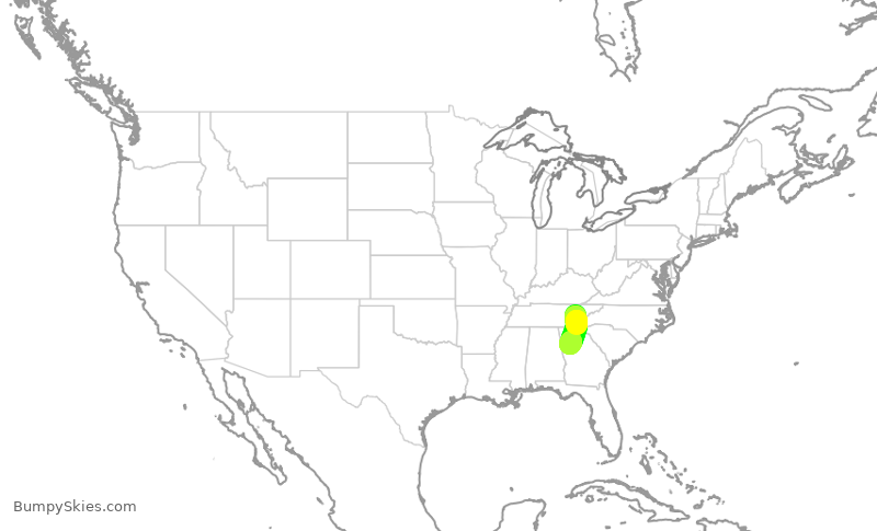 Turbulence forecast map for DAL2496, TYS to ATL