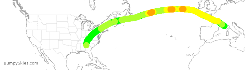 Turbulence forecast map for DAL24, ATL to NCE