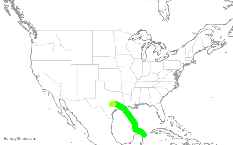 Turbulence forecast map for DAL2509, AUS to MUN