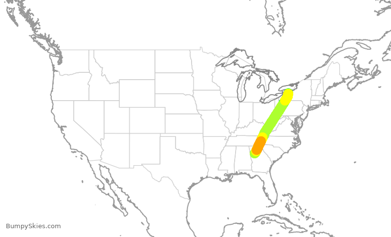 Turbulence forecast map for DAL2511, ROC to ATL
