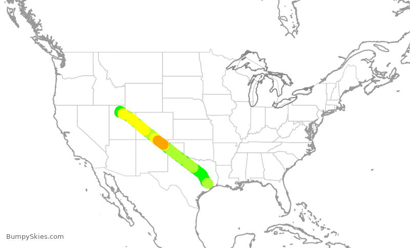 Turbulence forecast map for DAL2514, SLC to IAH