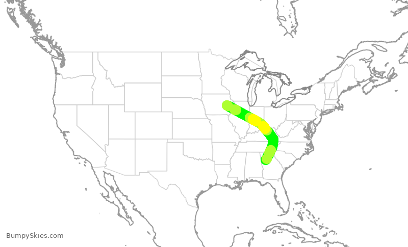 Turbulence forecast map for DAL2518, CID to ATL