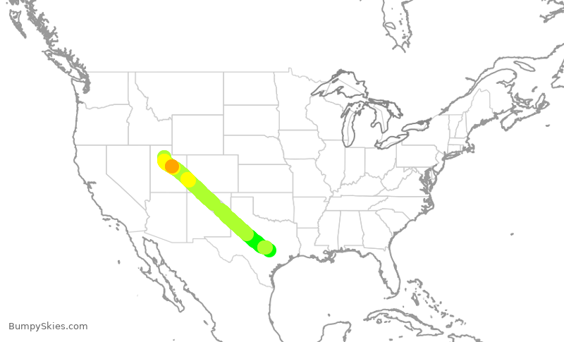 Turbulence forecast map for DAL2524, SLC to AUS
